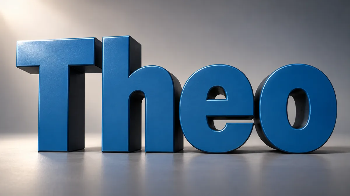 "Theo" rendered with the 3D Text