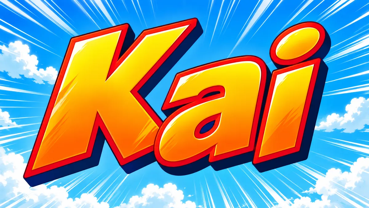 Dragon Ball Font generator example: "Kai"