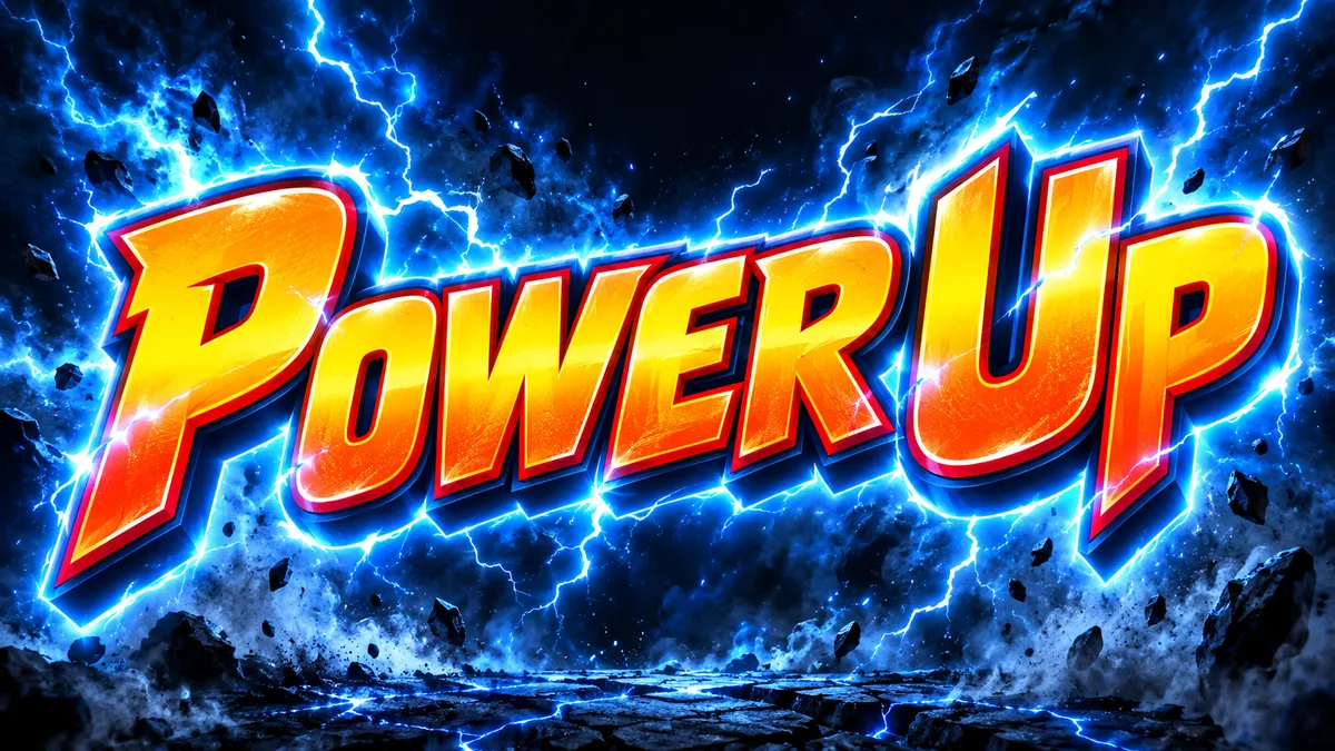 "Power Up" rendered with the Dragon Ball Font