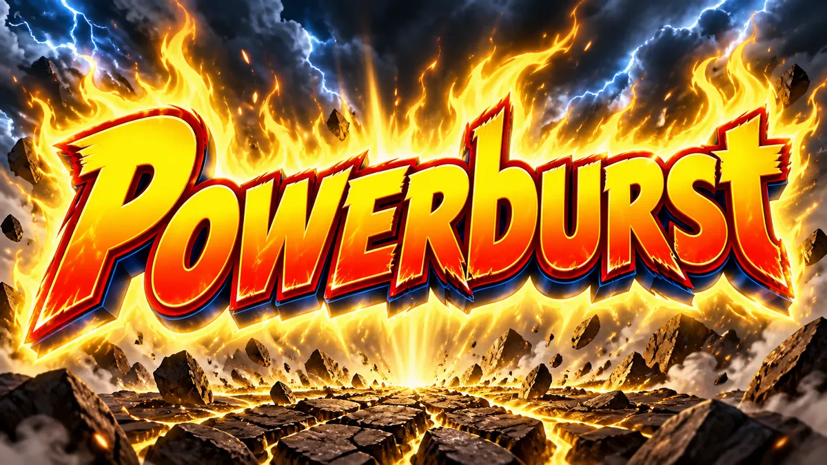 "Powerburst" rendered with the Dragon Ball Font