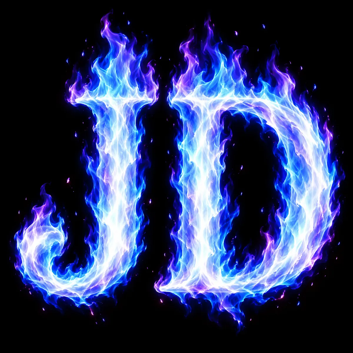 "JD" rendered with the Fire Letters