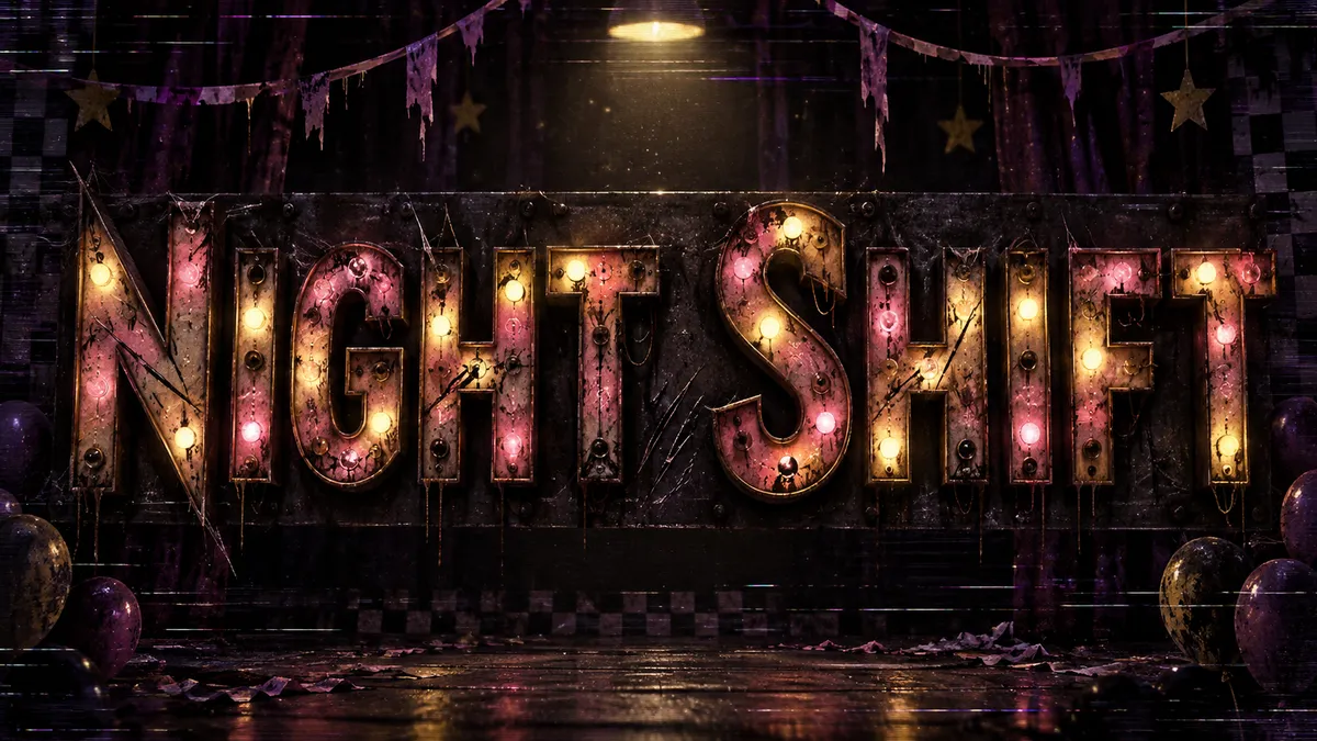 "Night Shift" rendered with the FNAF Font