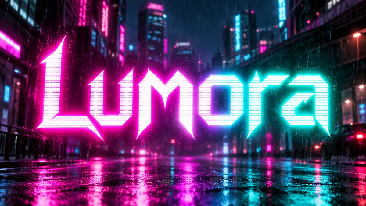 "Lumora" rendered with the Glow Text