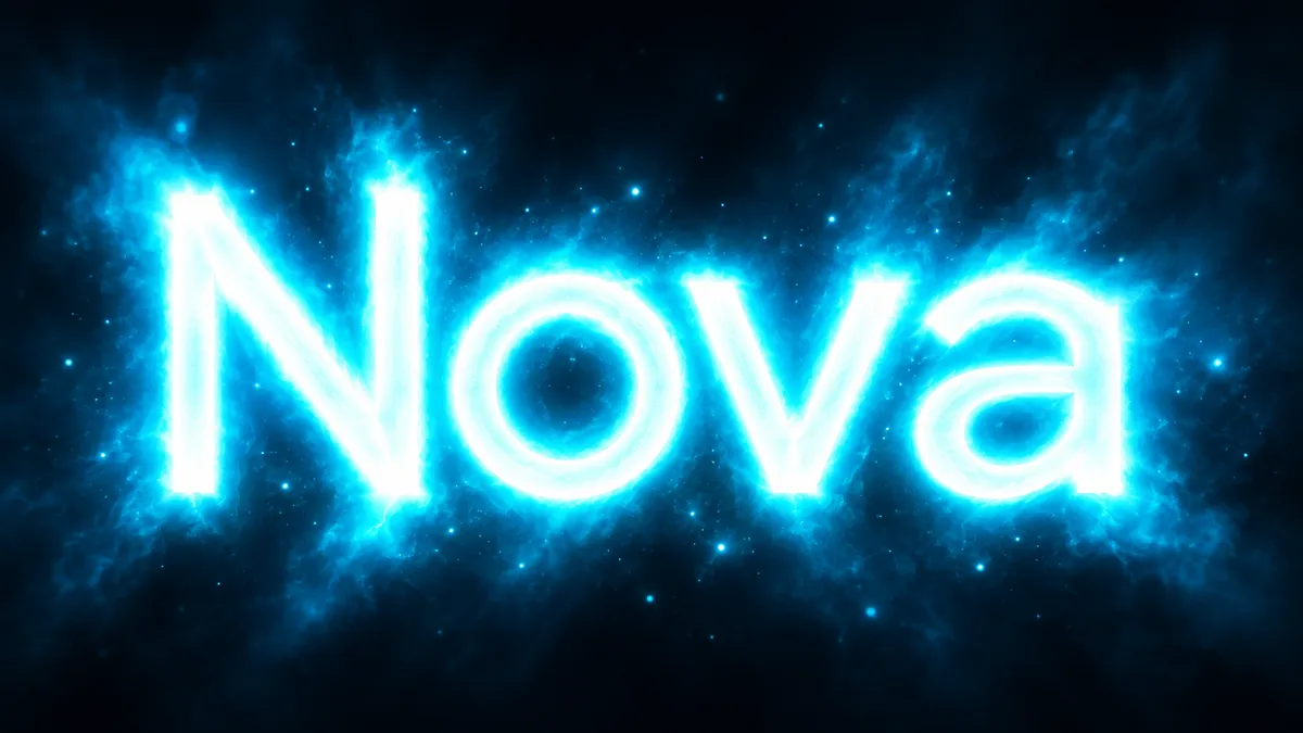 Glow Text generator example: "Nova"