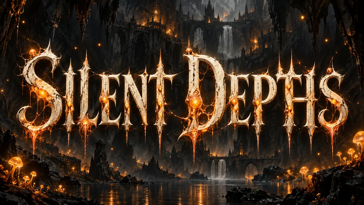 "Silent Depths" rendered with the Hollow Knight Font