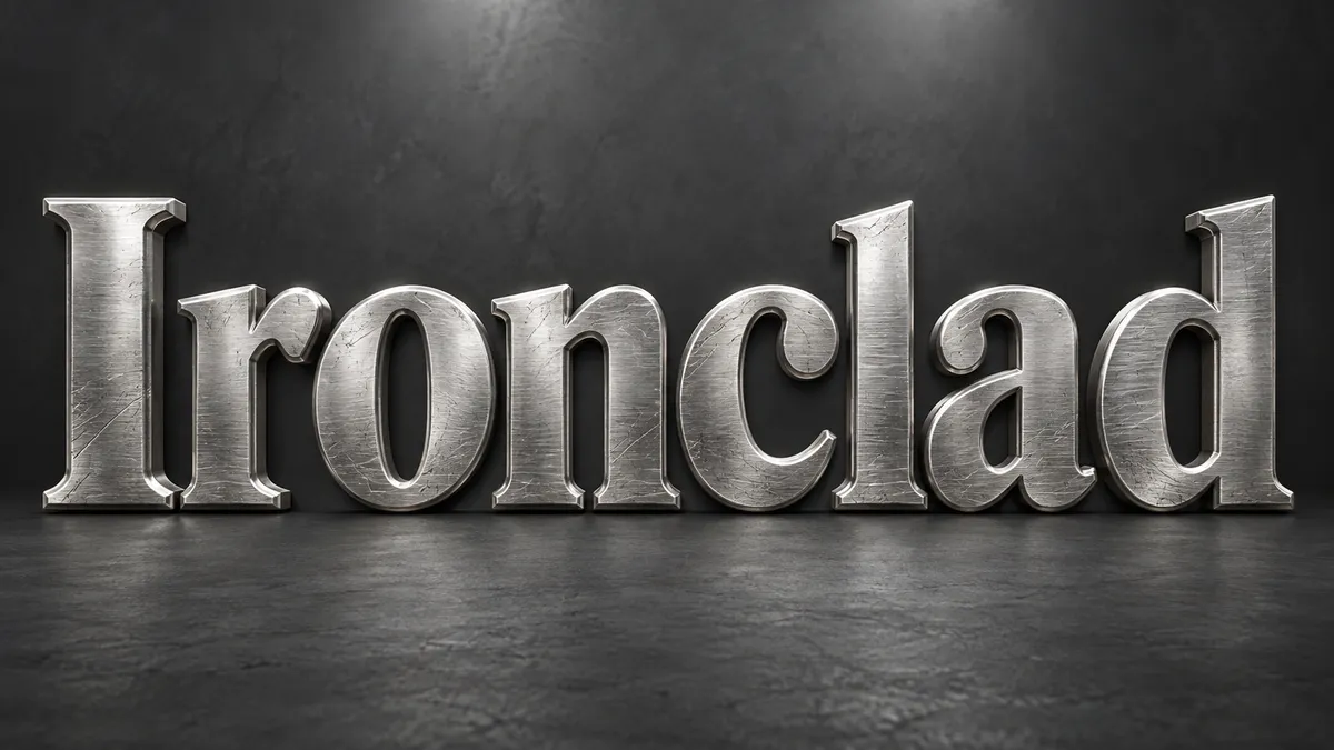 "Ironclad" rendered with the Metallic Text