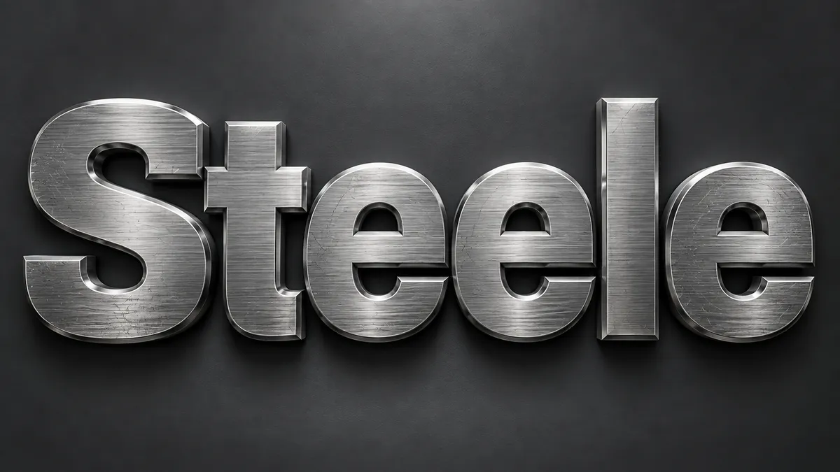 Metallic Text generator example: "Steele"