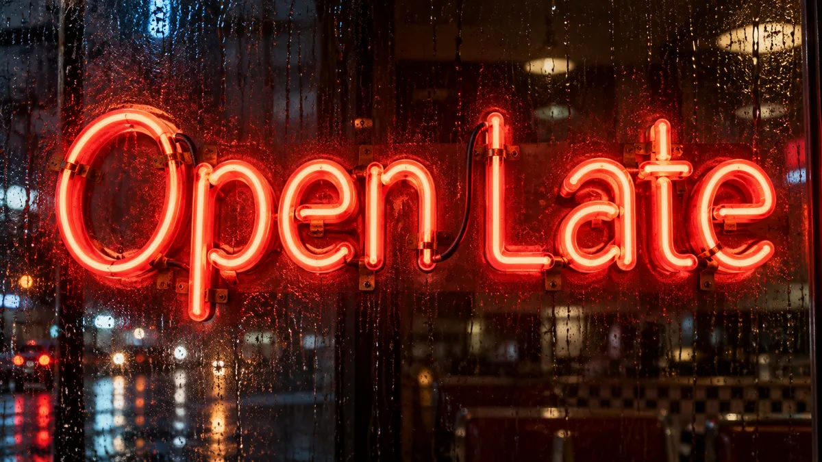 "Open Late" rendered with the Neon Sign
