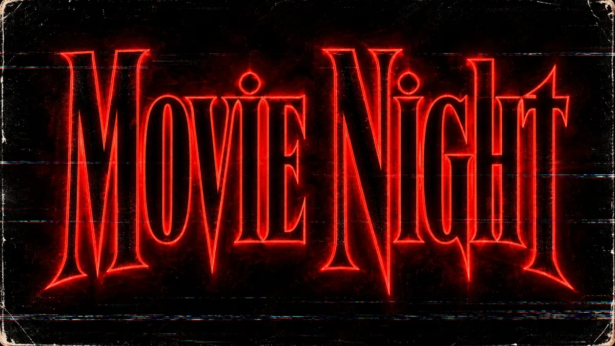"Movie Night" rendered with the Stranger Things Font