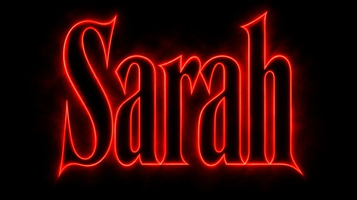 Stranger Things Font generator example: "Sarah"