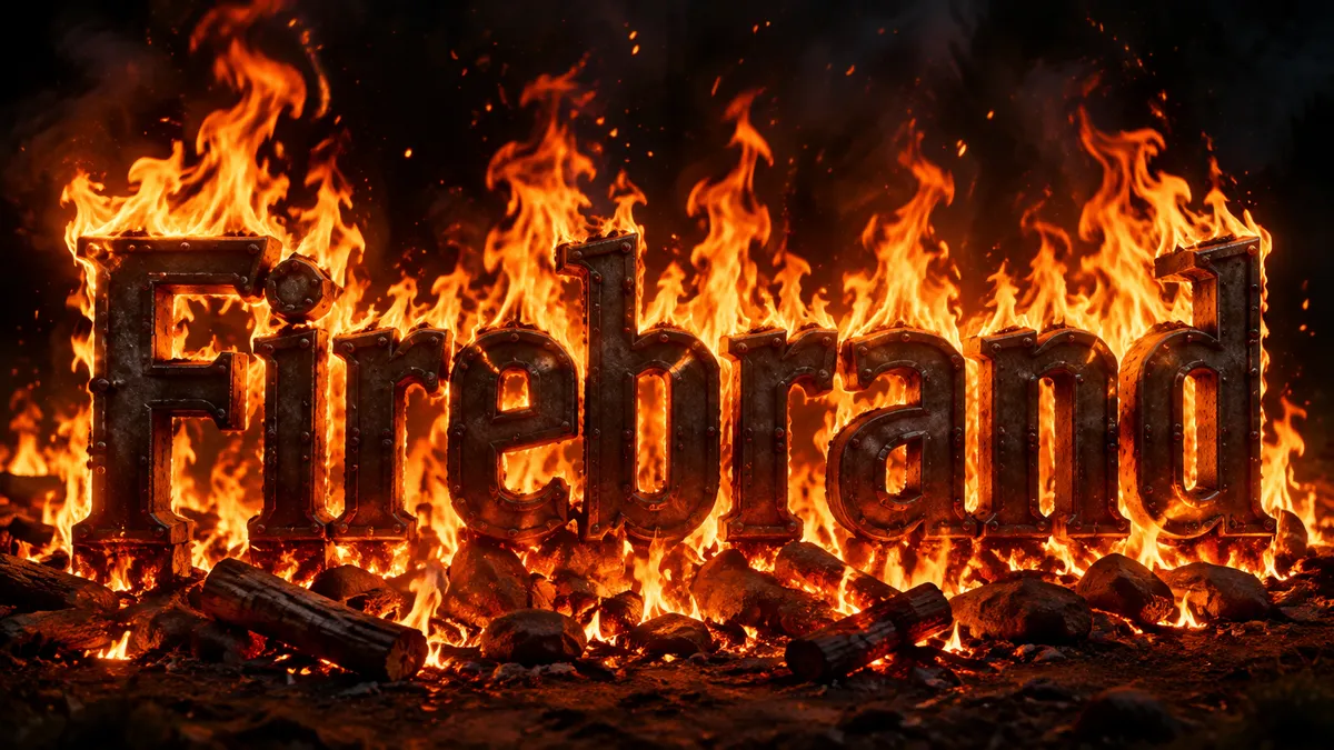 "Firebrand" rendered with the Text on Fire