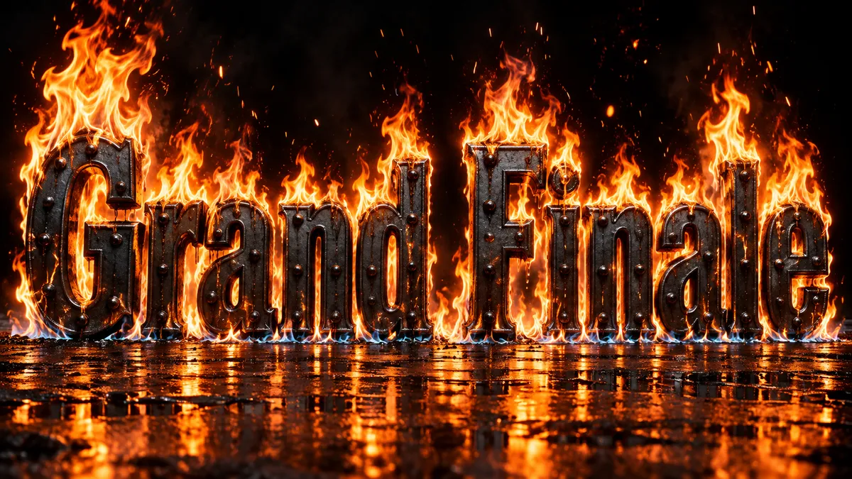 "Grand Finale" rendered with the Text on Fire