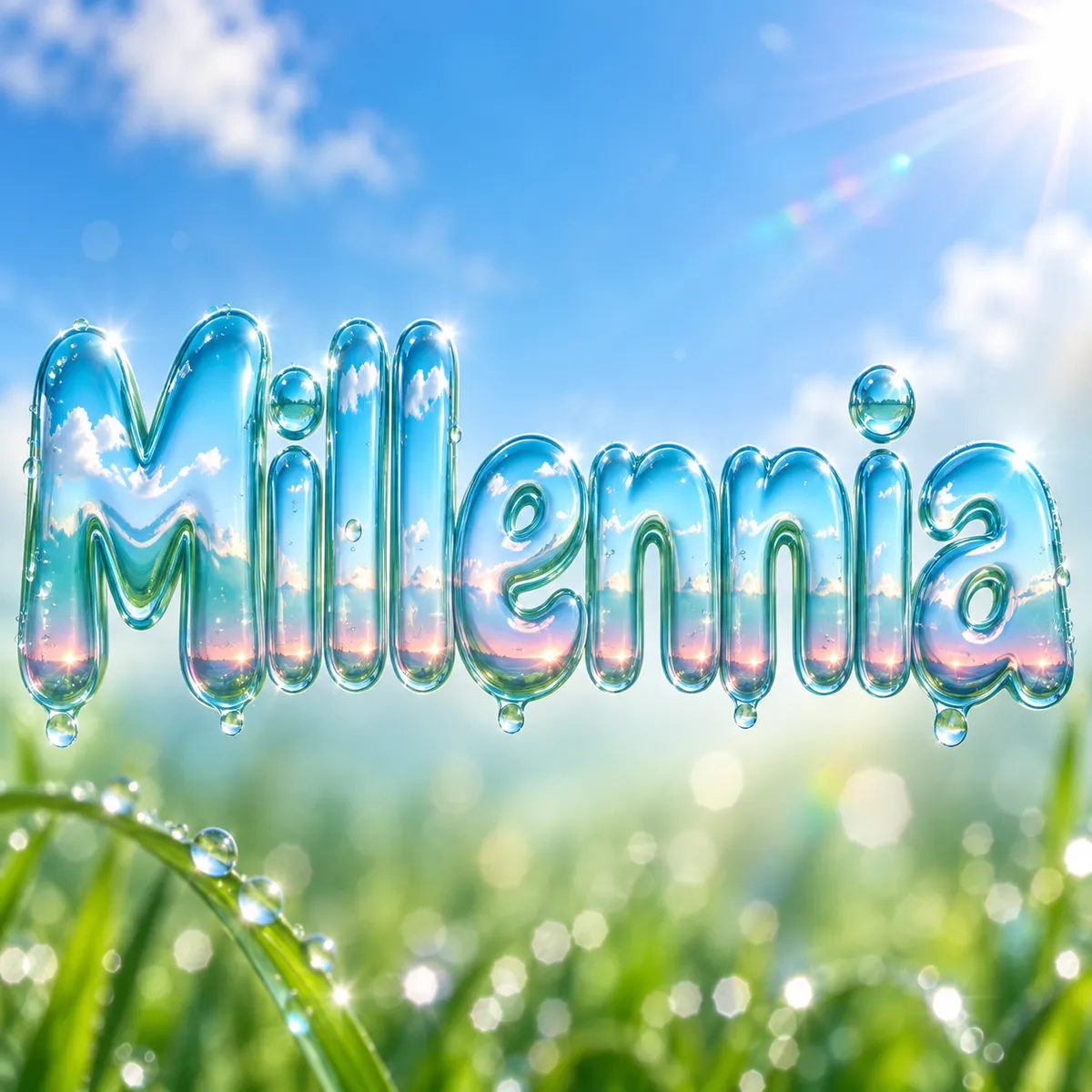 "Millennia" rendered with the Y2K Text